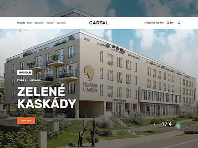 Main Page for Gartal Site animations building corporate website daily ui daily ux design design studio main page main page design maps promosite property real estate real estate design site development solar digital ux ui design website design