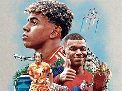 The Last four #euro2024 collage art digital collage euro2024 jordan pickford lamine yamal mbappe photoshop smsports sports collage sports design xavi simons