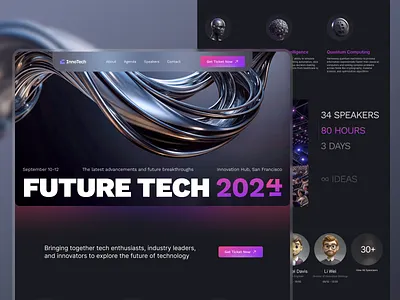 Tech Conference (Event) Landing Page ai conference cripto dark dark theme design event exhibition landing page meetup tech conference ui ui ux design ux