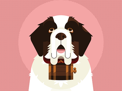 St. Bernard barrel bernard dog geometric halftone illustration saint st. bernard vector