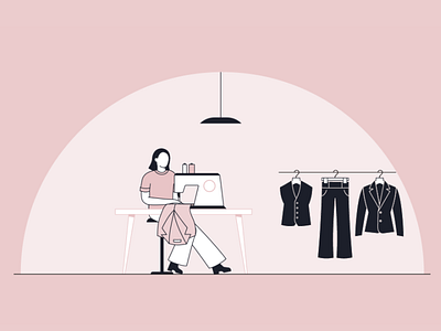Sewing lady 🧵 animation atelier clothes clothing dress explainer fashion fashion industry gif illustration jacket motion motion graphics pants production sew sewing