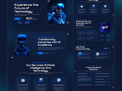 NFT AI Technology Landing Page UI animation coding figma design landing page nft landing page web design