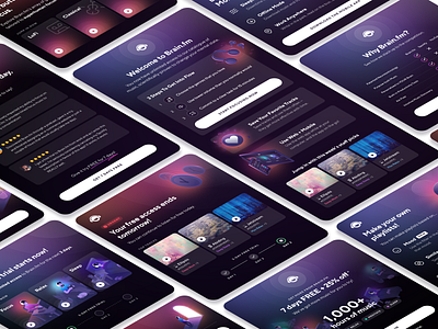 Brain.fm Lifecycle Email Design blur blurs branding clean email email campaigns email design gradient icons illustration marketing mobile app music music app product design purple simple ui uiux web app