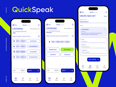 QuickSpeak | Mobile App app design design figma languages logo mobile design ui ui design ux design uxui webdesign
