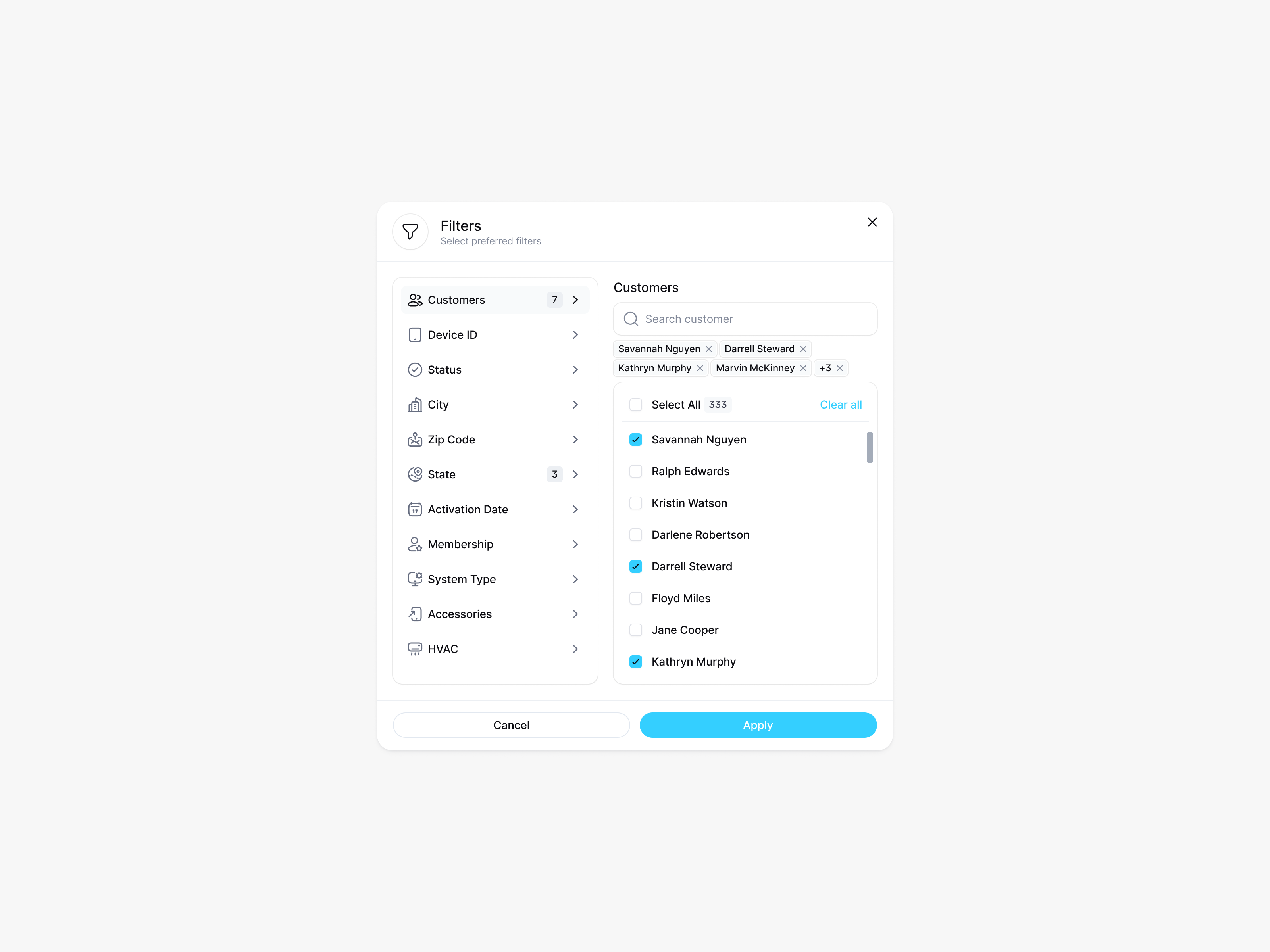 filters category customes filters modal search ui