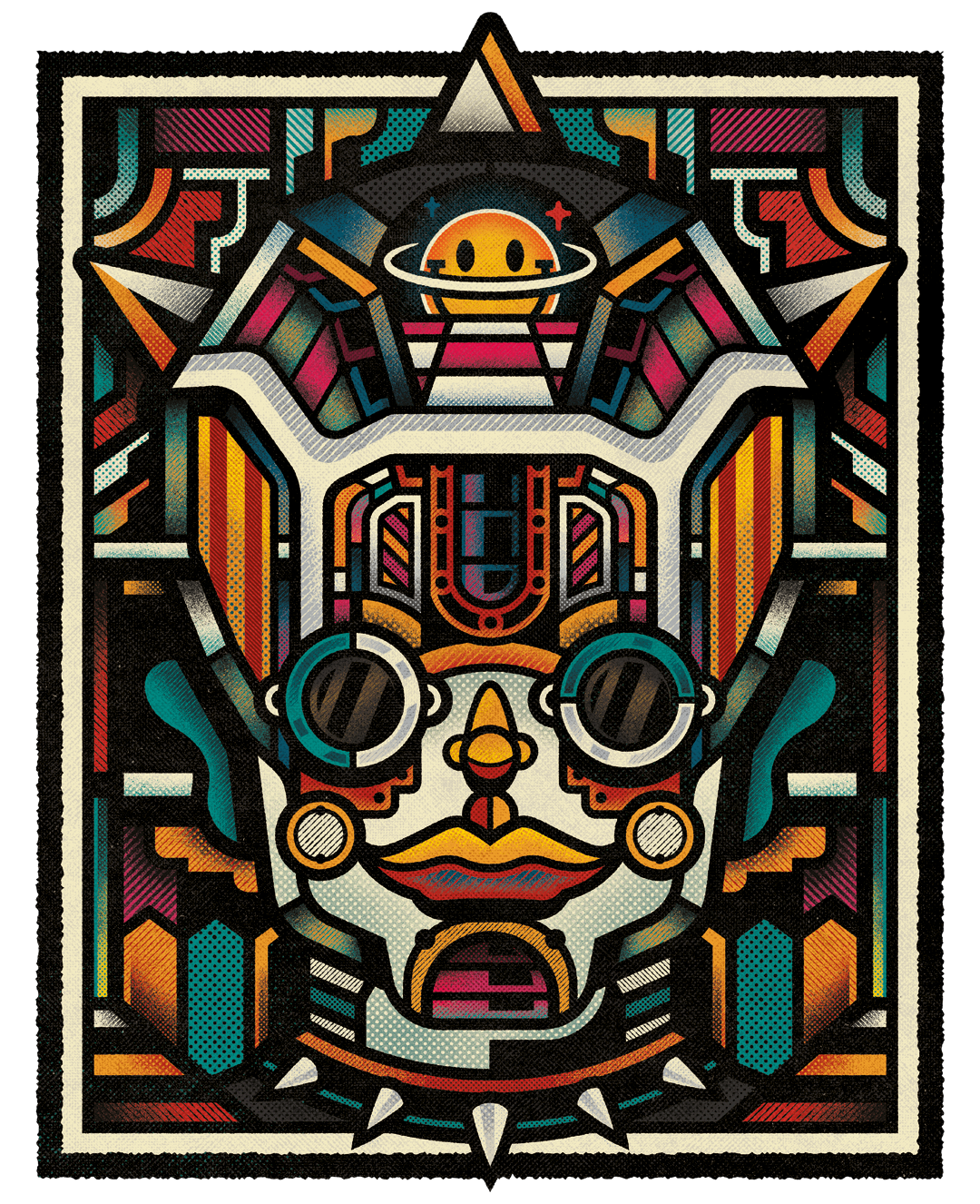 Toubabo abstract futuristic graphic design illustration robot texture vintage