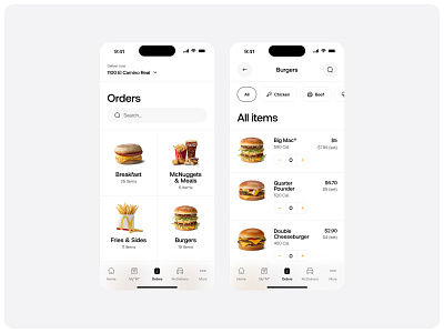 McDonald's - mobile app redesign concept app application clean concept design food interface minimal mobile mobile interface mobileapp redesign redesign concept restaurant ui uidesign uimobile uiux ux
