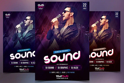 Sound - Club PSD Flyer Template club flyer event flyer flyer templates music flyer party flyer psd flyer template sound