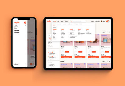 Dizzie - navigation app branding design e commerce graphic design interface logo menu navigation typography ui ux