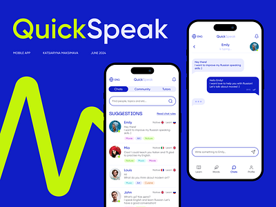 QuickSpeak | Mobile App app design chat figma language learning logo mobile design ui ui design ux ux design uxui uxui design webdesign
