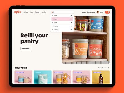 Dizzie - Shop home app branding design e commerce food graphic design illustration interface logo product shop typography ui ux vector webdesign