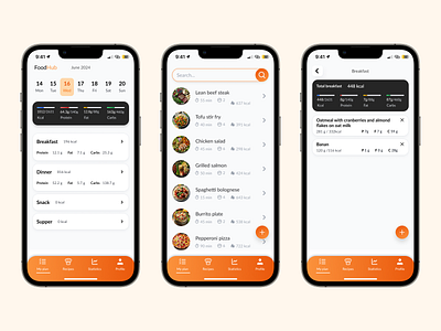 FoodHub - diet management app app design diet fitatu food food app food design mobile food app ui