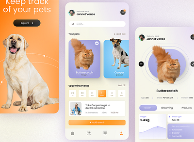 Pet info tracker app | UI Study #2 app casestudy dashboard design figma graphic design health pet ui