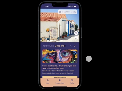 Adventure Realm: AR Treasure Hunt Game (Mini Case Study) case study clue dailyui design designthinking game game design game ui portfolio treasure hunt ui ui 073 uix101 userexperience userinterface ux