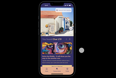 Adventure Realm: AR Treasure Hunt Game (Mini Case Study) case study clue dailyui design designthinking game game design game ui portfolio treasure hunt ui ui 073 uix101 userexperience userinterface ux