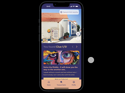 Adventure Realm: AR Treasure Hunt Game (Mini Case Study) case study clue dailyui design designthinking game game design game ui portfolio treasure hunt ui ui 073 uix101 userexperience userinterface ux