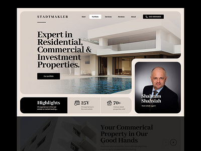 Stadtmakler agent branding commercial design drawingart estate logo properties real estate residential responsive ui ux web website