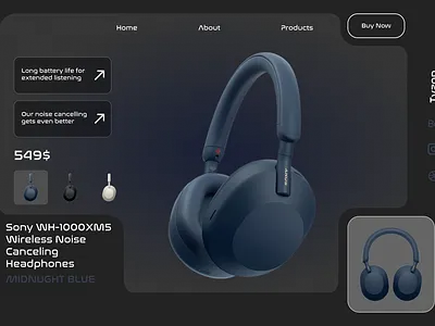 UI design of Sony WH-1000XM5 Wireless Noise Canceling Headphones headphone prototype ui