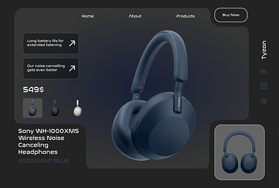 UI design of Sony WH-1000XM5 Wireless Noise Canceling Headphones headphone prototype ui