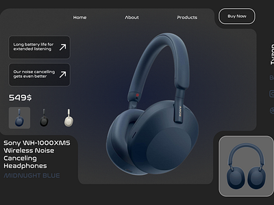 UI design of Sony WH-1000XM5 Wireless Noise Canceling Headphones headphone prototype ui