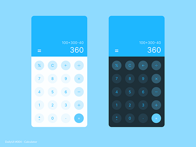 Calculator App 004 app app design blue calculator dailyui dailyui004 darkmode light blue lightmode ui