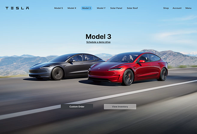 Tesla official app redesign with few changes of - "Model 3" figma replication web design