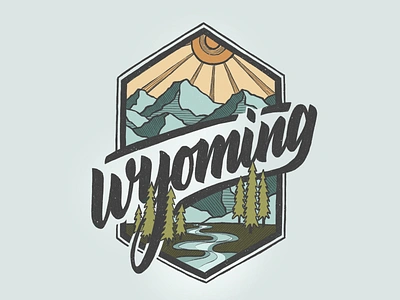 Wyoming Mountains Badge art licensing badge badge design design digital illustration digtial art drawing handlettering illustration lettering logo mountain illustration mountains procreate procreate illustration procreate lettering surface designer type typography wyoming