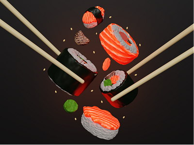 Sushi Japanese Food | 3D Illustration meal