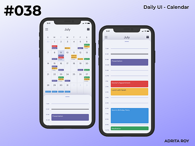 Daily UI 038 - Calendar app calendar dailychallenge dailyui designer events figma meeting minimal mobile product design trays ui ui design uiux ux ux design