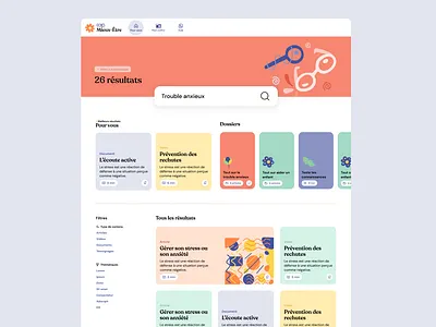 CAP Mieux-Être graphic design mental health search results ui