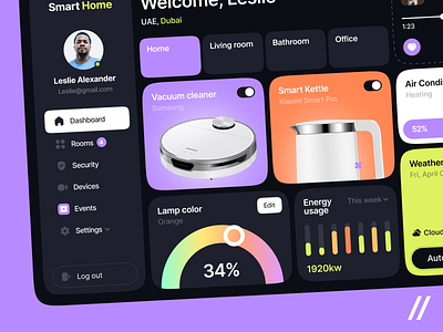 IoT Mobile IOS App Design Concept clean colourful design homepage iot remote control smart home