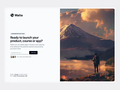 Waita - Framer Website Template form framer framer template landing page template launch minimal modern sign up splash page ui wait list waiting list waitlist web design website