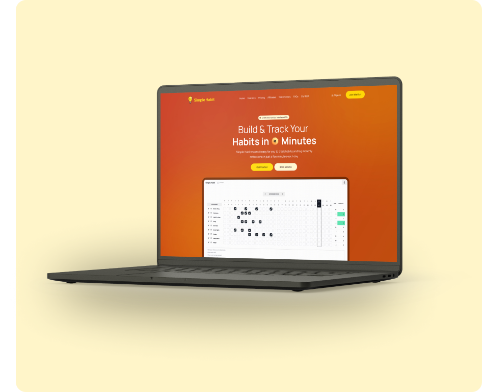 Simple Habit: The Simplest Online Habit Tracker hero section saas design ui web design