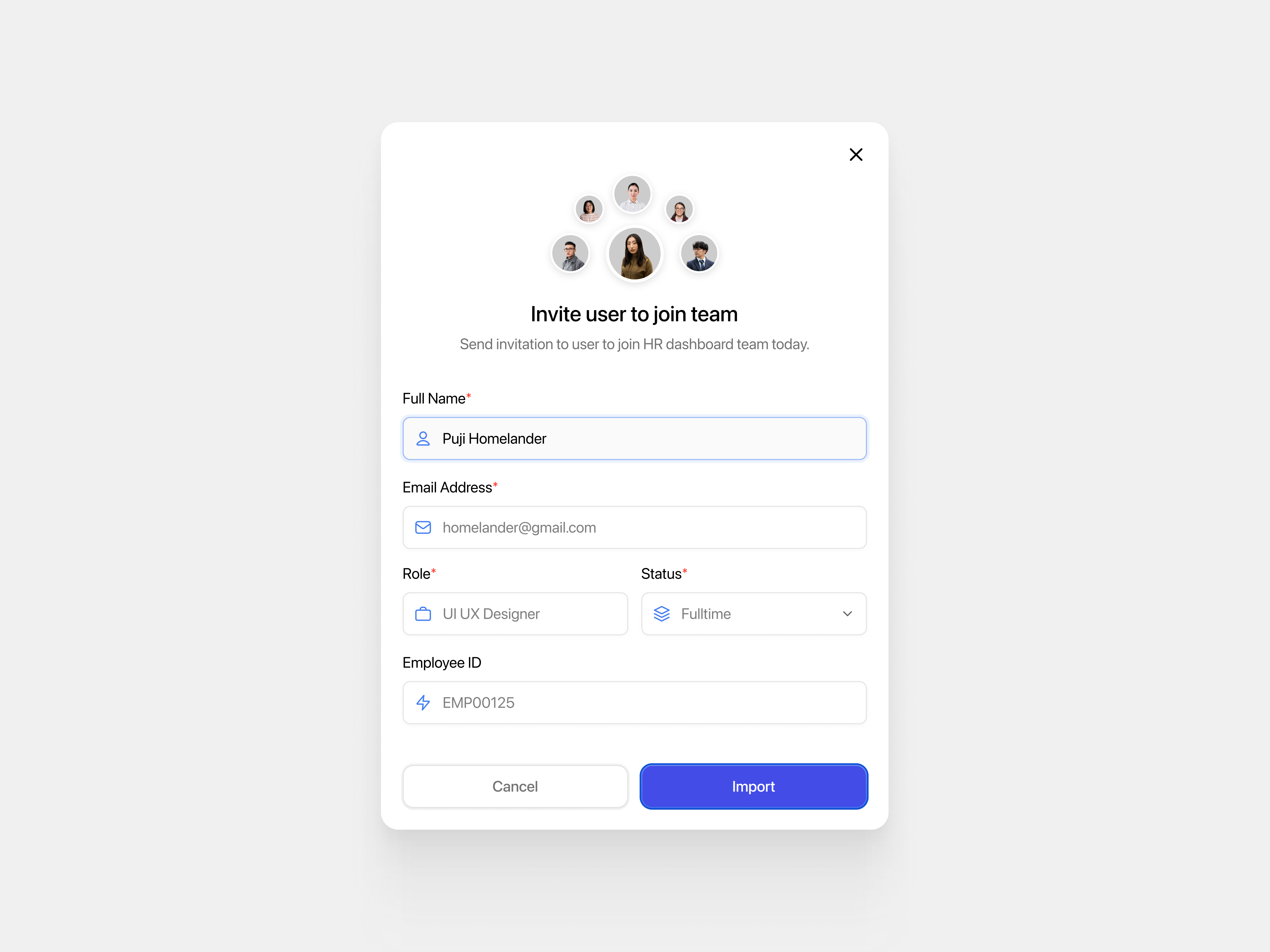 Modal - Invite Team Dashboard blue card clean component dashboard design hr dashboard illustration modal modern pop up product design ui ui design web design website design white