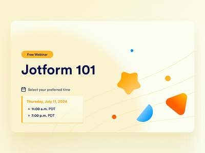 Webinar announcement banner basic branding design education graphic design growth illustration jotform marketing minimal saas session shapes ui vector video visual webinar