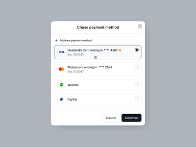 Chose Payment Method UI beyond ui design system figma modal modal design modal ui modal ui design payment method payment method modal payment modal