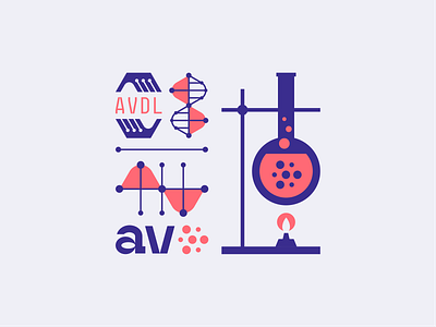 atomicvibe design lab update 006 blue branding chemistry custom design double helix flame flask fusion geometric graph gray hands line logo monospace red science type typography