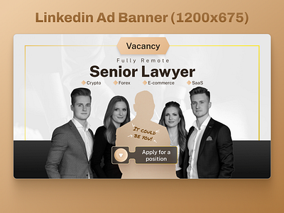 Linkedin Ad Banner, Lawyer ad banner business design figma graphic design illustration law linkedin photoshop ui vacancy