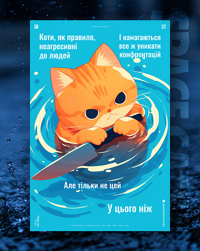 Краще не ризикувати ai branding cat daliy design illustration poster print