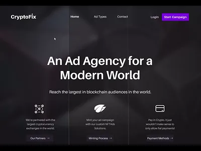 Cryptocurrency Ad Agency Desktop Design desktop design figma prototype ui