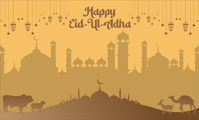 Decorative Eid festival Eid ul adha banner vector mosque animation branding graphic design logo motion graphics