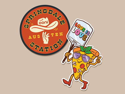 Ooni Pizza Stickers cowboy dough illustration pizza pride vector