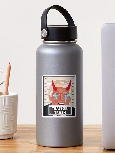 "Traitor Trash" sticker design graphic art graphic artistry graphic design humorous designs illustration print on demand satire sold products typography