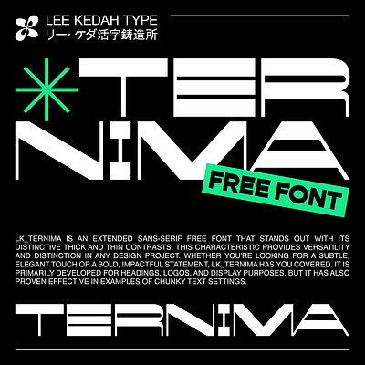 Ternima - Free Extended Sans Serif Font display font free free font freebie futuristic modern tech type typeface