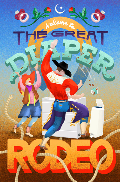 The Great Diaper Rodeo design illustration lettering