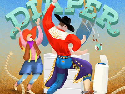 The Great Diaper Rodeo design illustration lettering