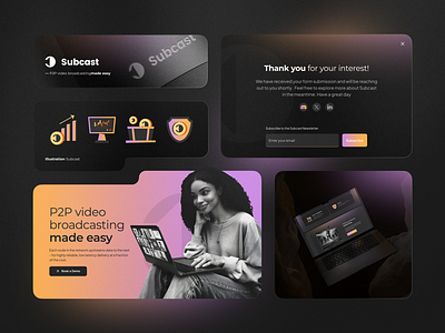 Subcast - Landing Page and Branding branding cast casting graphic design landing network p2p p2p video broadcastingmade easy ui video
