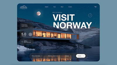 Lakeside lodging - travel website adventure animation booking concept figma landing landing page motion graphics parallax tourism travel travel agency ui ux website