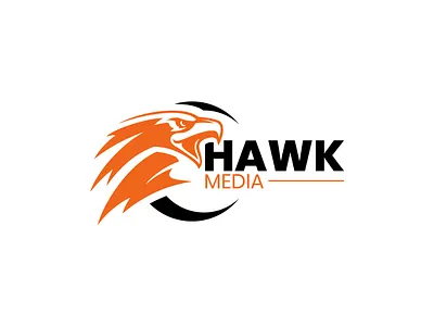 Premium (Hawk Media) minimal custom logo design - EARTH SHOHAG. bird media logo business logo corporate logo custom logo earth shohag hawk logo hawk media logo logo logo design media logo minimal logo orange black logo
