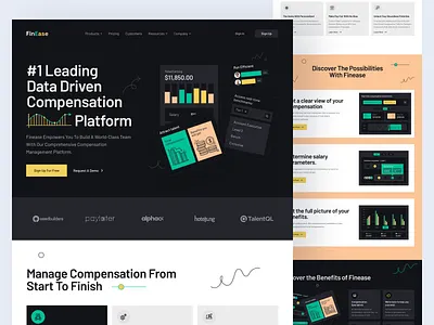 Data And Compensation Management landing page branding compensation data landing page ui webdesign